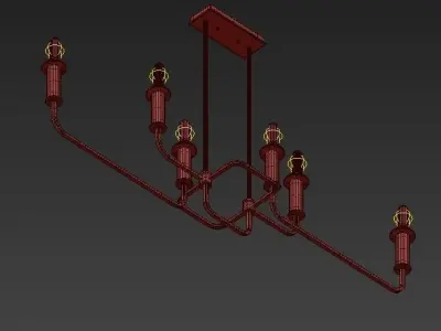 Kichler Alden 38 12W Brass 6 Light Linear Chandelier 3D model