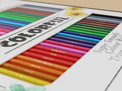 Set of Colored Pencils Low-poly 3D model