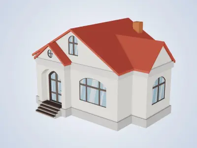 House with roof Low-poly 3D model