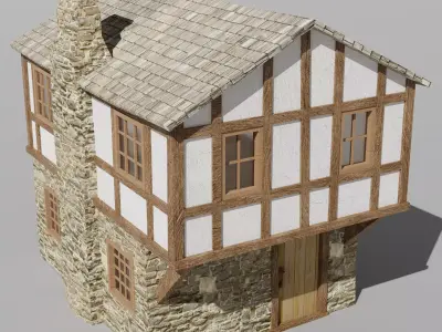 Medieval house Low-poly 3D model