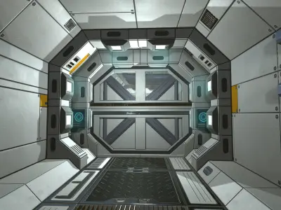 SciFi Corridor Set  Low-poly 3D model