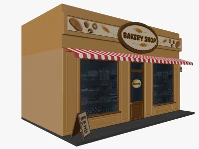 Cartoon Bakery Low-poly 3D model