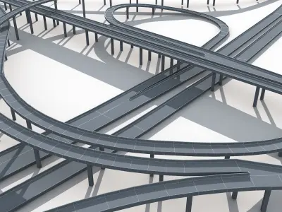 Highway Road Viaduct Flyover-07 3D model