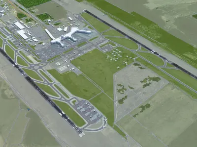 Moscow Domodedovo Mikhail Lomonosov Airport 15km Low-poly 3D model