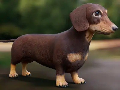  Dachshund Low Poly - Game Ready 