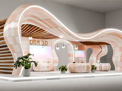 Modern Minimalistic Exhibition Booth Design Blender File 3D model
