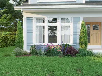 Modern Small Two-Story House 3D Exterior Scene 3D model