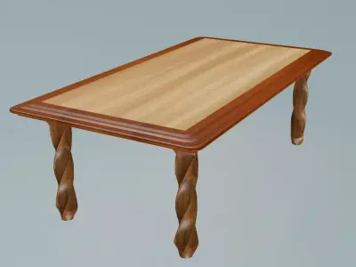 Spiral legs dining table Low-poly 3D model