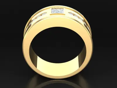 Light Gold Diamond Men Ring 2MR007 3D model