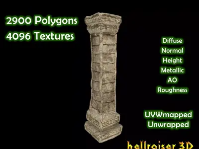 Pillar - Column 2 - PBR - Textured Low-poly 3D model
