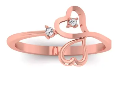 Solitaire Wedding Engagement Women Heart Bypass Rings 3D print model