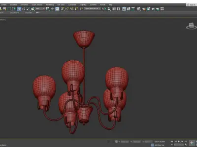 Opaline Glass Chandelier Low-poly 3D model