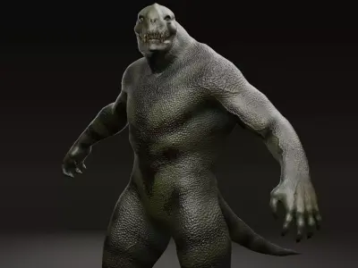 Reptiloid monster creature Low-poly 3D model