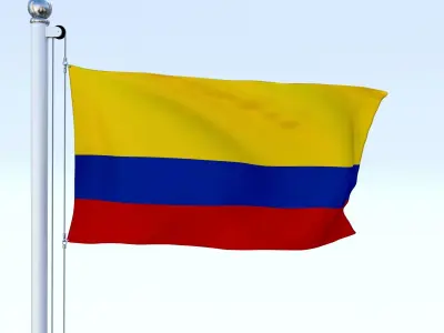 Animated Colombia Flag Low-poly 3D model