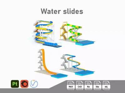 Water Slide Collection 3D Model Pack