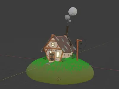 Crooked LowPoly House Low-poly 3D model