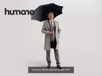 Humano 5-Pack - PEOPLE WITH UMBRELLAS -  RAINY - 5x 3D models D