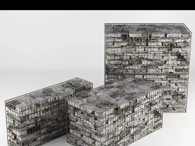 Gabion Stone Wall 2 3D model