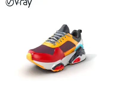 Vibrant StreetStyle Sneaker D model pack Low-poly 3D model