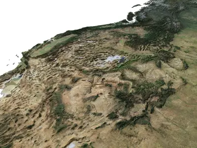 High detailed relief map of USA-Canada-Mexico 3D model