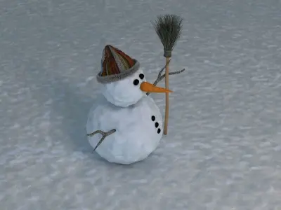 Snowman with broom 3D model