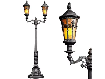 Outdoor classic street lamp light Lantern Lamppost streetlight 3D model