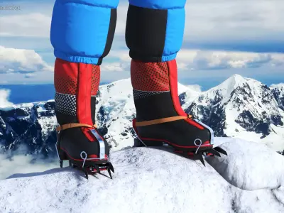  Fully Equipped High Altitude Climber Blue Rigged for Cinema 4D 