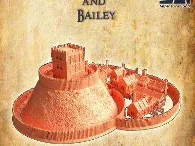 Modular Motte And Bailey Tabletop Terrain 28 MM 3D print model
