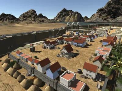 Medieval Castle Town Low-poly 3D model