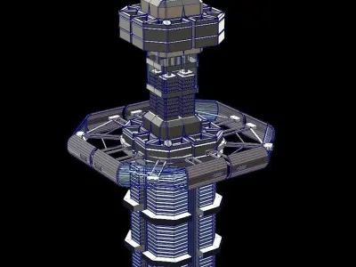 Sci fi Tower - VR Low-poly 3D model