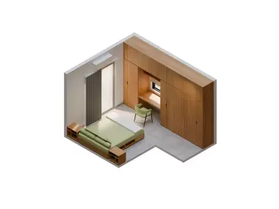 Isometric Master Bedroom 3D render design element 3D model