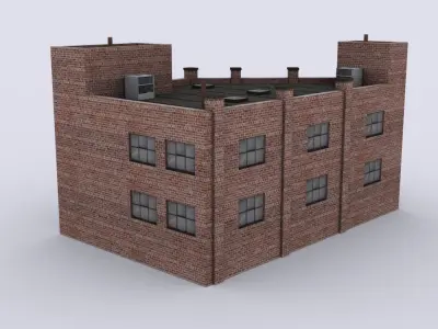 Industrial building Low-poly 3D model 8