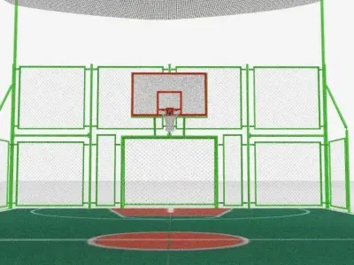 basketball court with metal mesh 3D model
