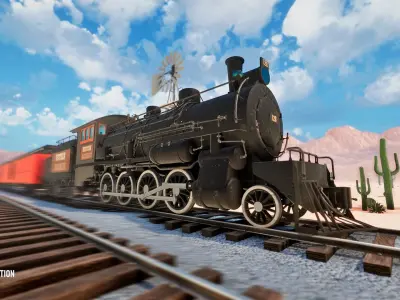 Train station - Western Low-poly 3D model