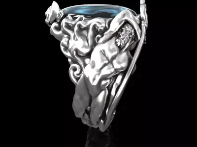 Poseidon and Mermaid ring 3D print model