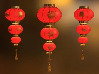 Paper Lantern v2 Low-poly 3D model
