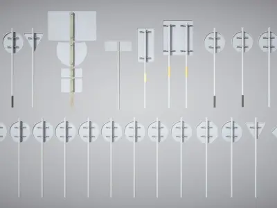 Traffic Signs Pack Low-poly 3D model