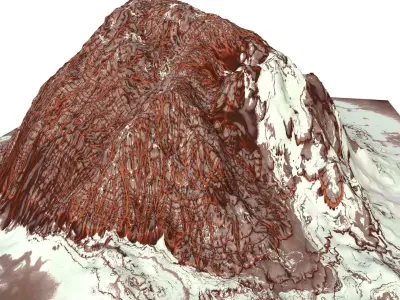 Red Snow ICE Mountain Canyon Desert Low Poly Terrain Rock 5 Low-poly 3D model
