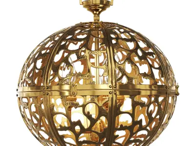 Japanese brass chandelier 3D model