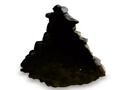 Stylized Crumbling Stone Wall Section Low-poly 3D model