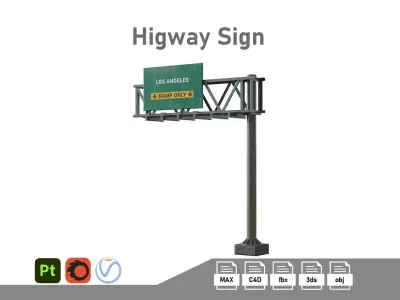 Highway Sign 02 Low-poly 3D model