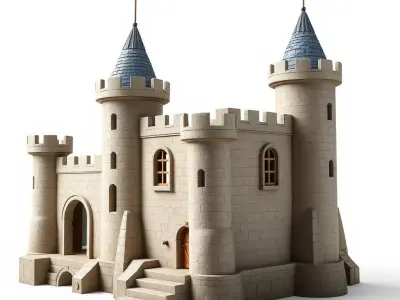 Majestic Stone Castle Environment model pack Low-poly 3D model