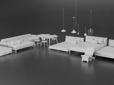 Y2 Furniture Collection 3D Model Pack