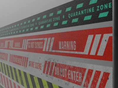 Street Traffic Tape Set Low-poly 3D model