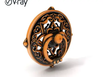 Ornate Brass Door Knocker Model Pack Low-poly 3D model