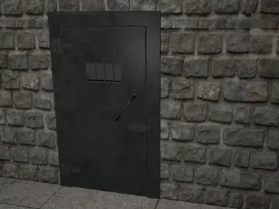 metal prison door Low-poly 3D model