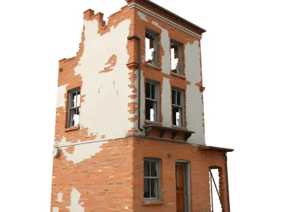 Abandoned Brick Building Model Pack  HighQuality D Environment Low-poly 3D model