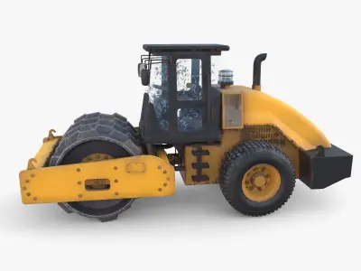 Road roller V2 Low-poly 3D model