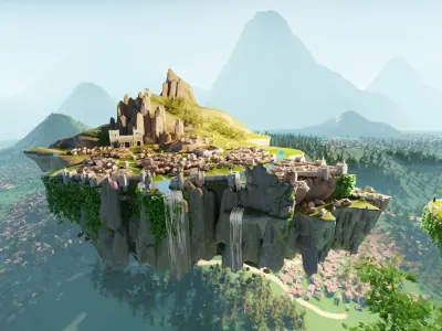 floating island made in blender 3D model