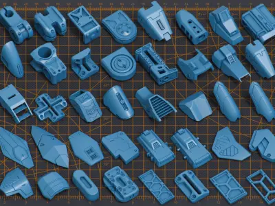Mega Pack Hard Surface Kitbash 500 DETAILS 3D model